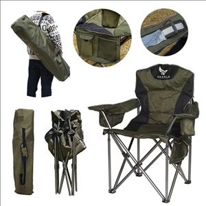 Oversized Padded Camping Chair with Cooler Bag